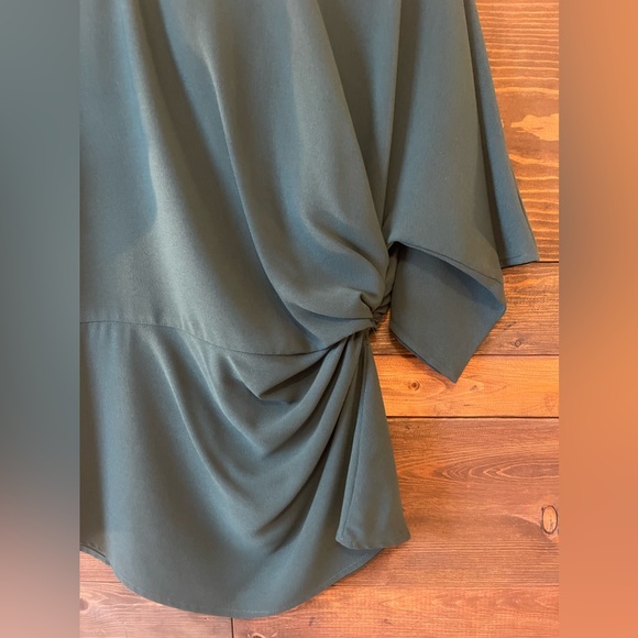 TopShop Origami Tuck Shirt Emerald Green Blouse Size 6 - Picture 8 of 10
